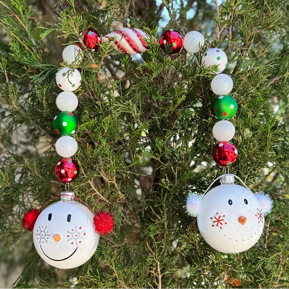 Christmas Snowman Large Bead Christmas Garland Hand Crafted